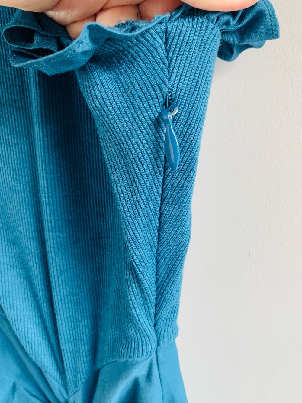 Sugar Lips Dress Deep Teal Aqua Waterfall Ruffled Sleeves Formal Party EUC Small - Picture 4 of 7